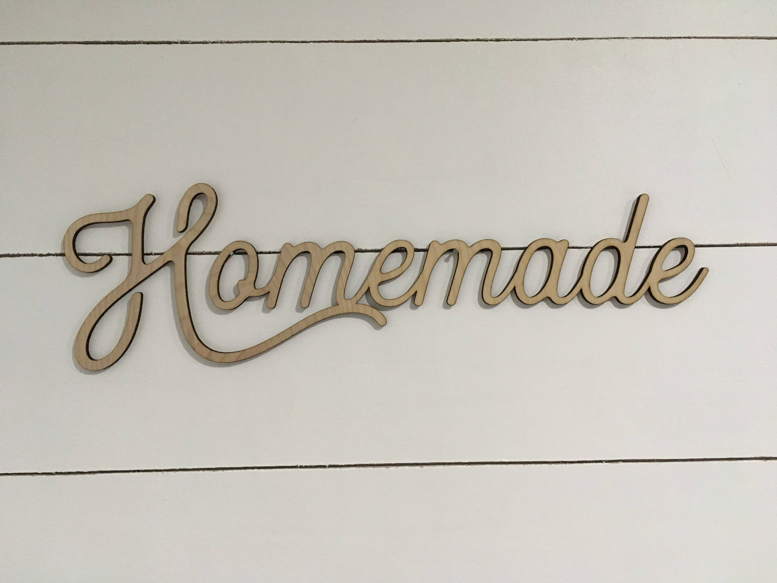 Homemade wood cut out wood words