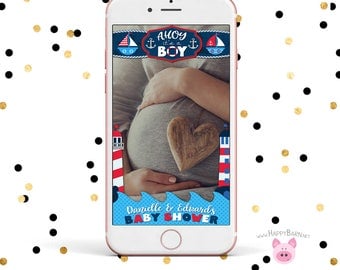Snapchat GeoFilter, Nautical Baby Shower Snapchat Filter, Nautical Baby Shower Snapchat Geofilter, Nautical Filter, Ahoy It's a Boy Snapchat