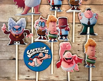 Captain Underpants Cupcake Toppers