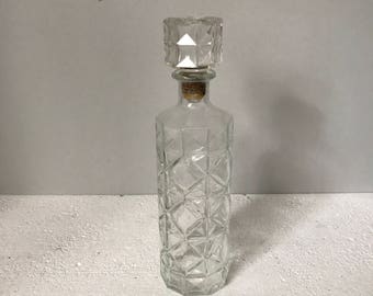 Vintage Glass Decanter with Cork Stopper