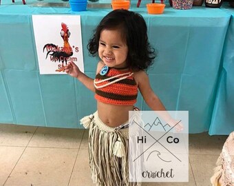 Disney's Moana Outfit, Moana Costume, Moana Photo Prop, Newborn Moana, Moana Toddler Outfit, First Birthday, Moana Theme, Crochet Moana