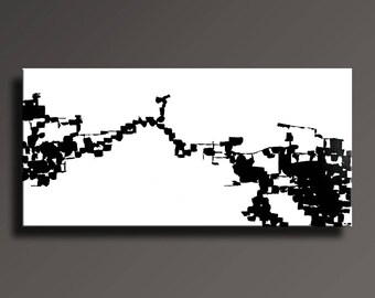 75" ABSTRACT PAINTING Black White Painting Extra Large Original Canvas Art Modern Minimalist Painting Wall Decor - Unstretched - 54WB