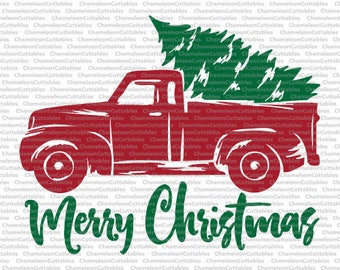 Christmas Truck, svg, cut, file, decal, vector, tree, winter, holidays, silhouette cameo, cricut, cutting, clipart, merry, files, design