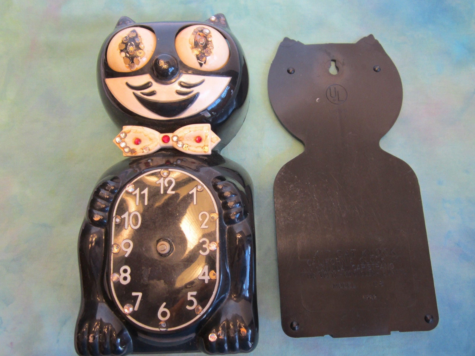 Vintage Black Kit Kat Cat klock Clock Model D6 For Parts or