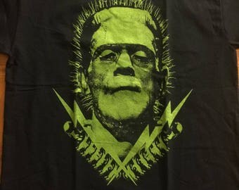 Rock Rebel Boris Karloff Frankenstein Bolts T-Shirt - Glow In Dark Men's Tee Officially Licensed