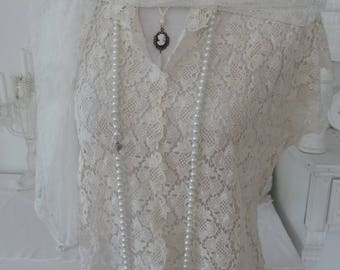 Lace blouse white cream Plauen of lace wedding Edwardian vintage jacket Bolero style jacket