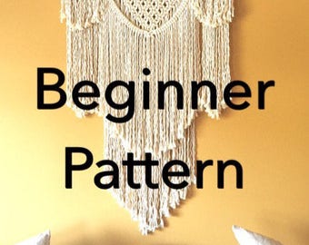 Pattern pdf DIY Macramé Wall Hanging "Beauregard" Beginner Swag Design Basic Instructions Macrame Fiber Arts Pattern Only