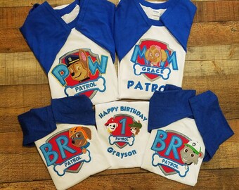 Sale !! Paw Patrol Birthday Shirt, Sky, Marshal, Rubble, Tracker, Chase, Everest Birthday Shirt, Pup to the Rescue Birthday Shirt