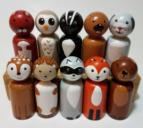 wooden peg doll animals