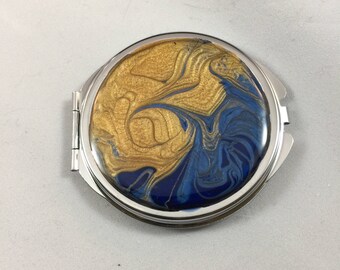 Ravenclaw Compact Mirror // Blue Gold Pocket Mirror // Abstract Art Purse Mirror // Harry Potter Compact // Notre Dame Compact Mirror