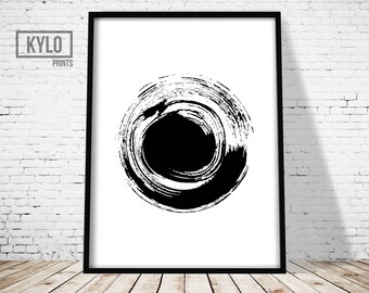 Brush Stroke Print, Ink Blot Art, Abstract Poster, Minimalist Print, Ink Blot Print, Circle Art, Circle Print, Abstract Printable, Modern