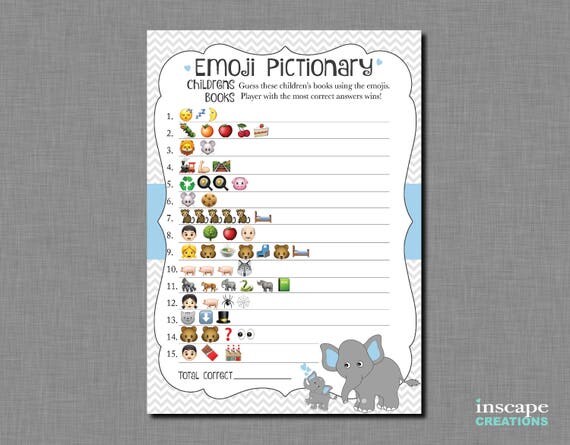 Emoji Baby Shower Game Printable Elephant Emoji Pictionary
