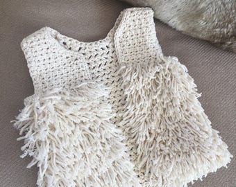 Crocheted vest with fringe