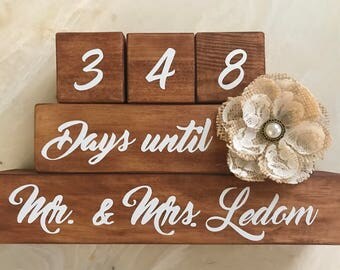 Custom Wedding Countdown Blocks - Engagement Gift, Bridal Shower, Wedding, Future Bride