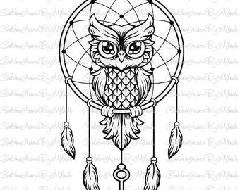 Dreamcatcher svg owl Dxf Png Eps Files Vector owl clipart woodland animal print Digital Download cutting file svg for silhouette
