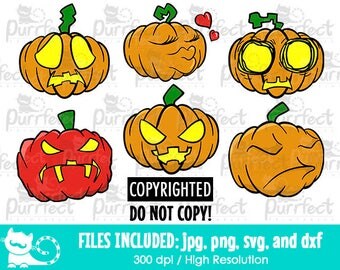 Halloween Pumpkin Bundle Pack SVG, Digital Cut Files in svg, dxf, png and jpg, Printable Clipart