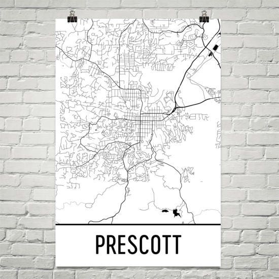 Prescott Map Prescott Arizona Art Prescott Print Prescott