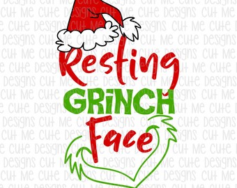 SVG DXF PNG cut file cricut silhouette cameo scrap booking Resting Grinch Face