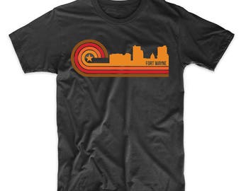 Retro Style Fort Wayne Indiana Skyline T-Shirt