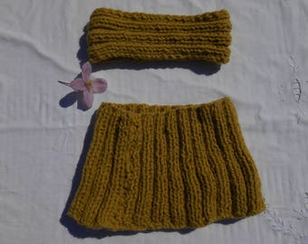 collar snood and mustard headband