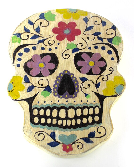 Sugar Skull Wall Decor Hand Painted Sugar Skull Chalk