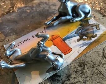 Adorable Pewter Dog Figurines