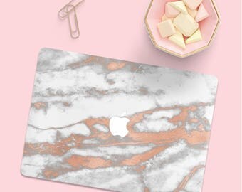 White Rose Gold Marble Macbook Case, Marble Macbook Pro Hard Case, Marble Macbook Air Case, Macbook Pro 13 Case, Macbook Air 13 Hard Case