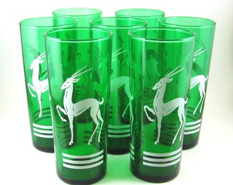 Green Gazelle Glasses by Anchor Hocking