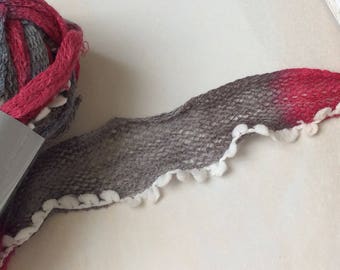 Silk scarf ruffle tri-color or another 100gr wool yarn