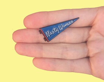 Blue Nasty Woman Pin - Red Detail