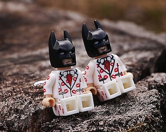 Batman Cufflinks LOVE - super-heros dc comics - batman minifigures - minifigurine compatible lego - wedding gift for men