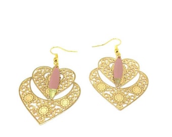Sequin/print "rose/gold" chic and trendy earrings"