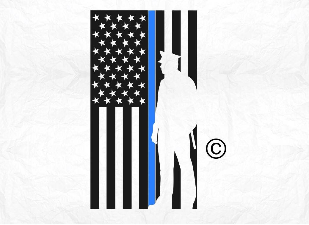 Download Police thin blue line flag SVG Clipart Cut Files Silhouette
