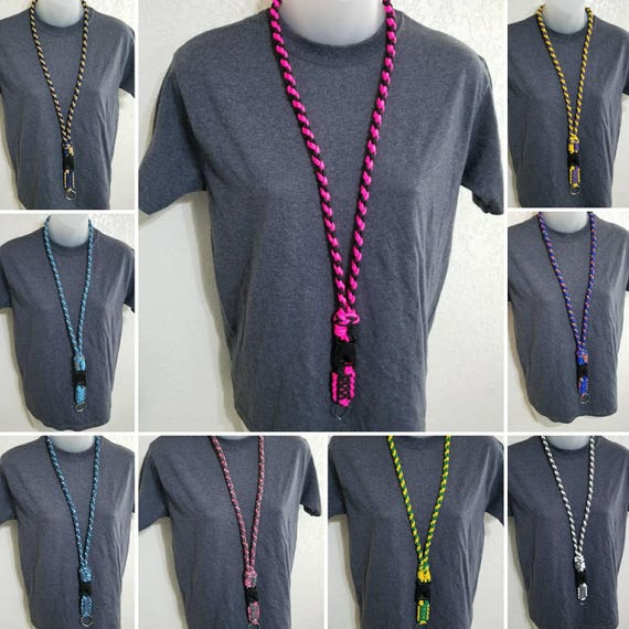 ID badge paracord lanyard with buckle & keyring name tag