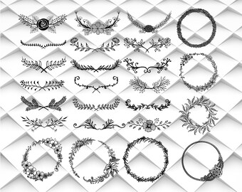 Floral wreath svg|Laurel wreath svg,png,jpg,eps,ai format for Design/ Print/ Silhouette Cameo/Cricut and Many More