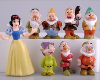 Snow White and the Seven Dwarfs action figure cake toppers 8 pcs snow white birthday party collectible fairy garden