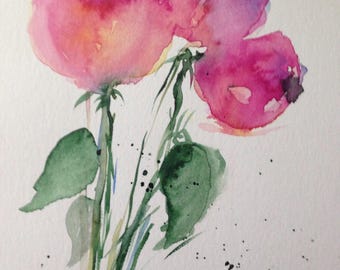 ORIGINAL WATERCOLOR art watercolor painting flowers art pictures of watercolour flowers unique