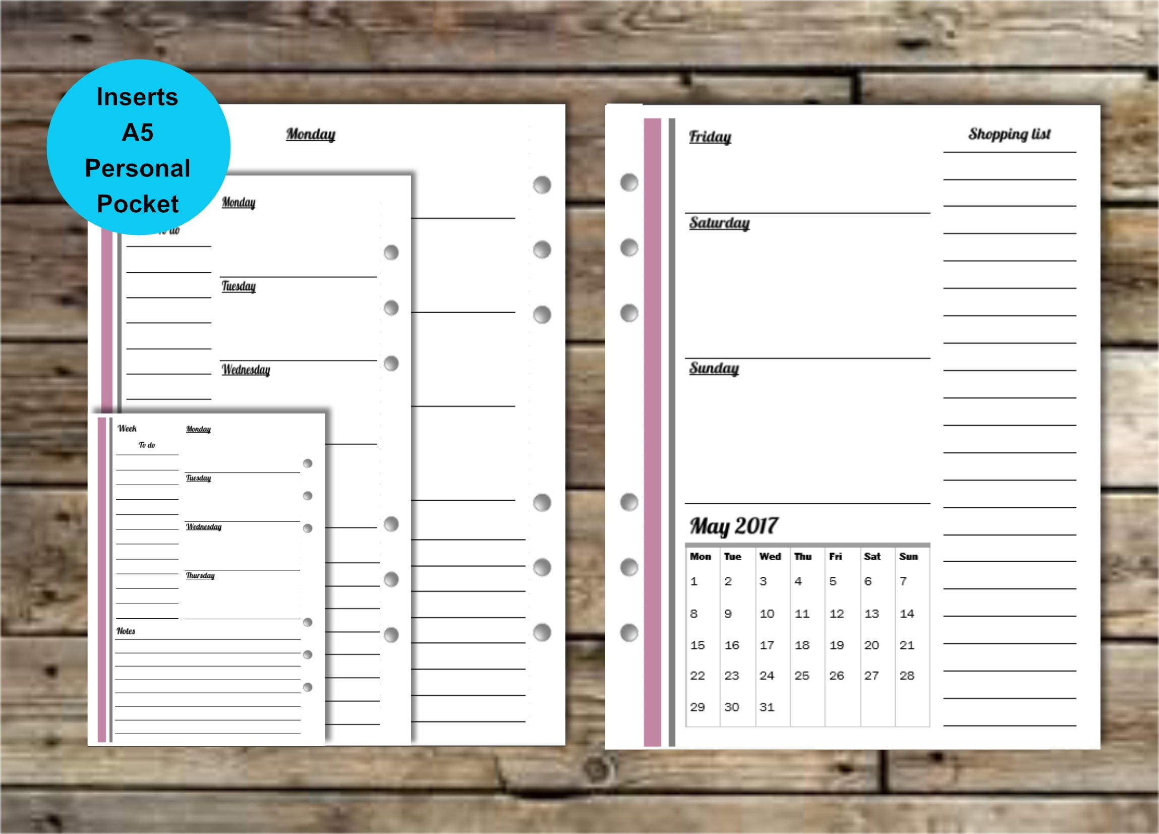A5 weekly planner inserts a5 planner inserts weekly planner