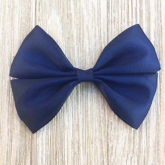 Navy Blue Stacked Grosgrain Ribbon Hairbow for girls back to