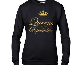 Gift for her Queens born in September sweatshirt gold