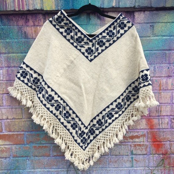 Wool Poncho/ Handmade/ Hand Embroidered Poncho