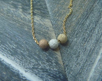 stardust beads necklace rose gold and silver