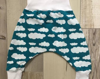 cloud harems, harems, baby clothes, baby boy clothes, baby boy clouds, baby boy leggings, baby boy harems, baby leggings, baby harems, cloud