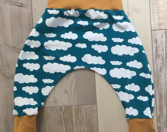 cloud harems, harems, baby clothes, baby boy clothes, baby boy clouds, baby boy leggings, baby boy harems, baby leggings, baby harems, cloud