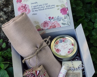 Will you be my maid of honor -ONE Floral Maid of Honor Proposal Box - Custom Maid of Honor Gift - maid of honor Gift box - thank you gift