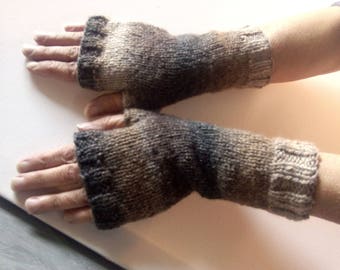 Fingerless gloves arm WARMERS hand knitted ombre colors