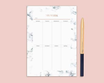Marble planner, weekly planner printable, planner insert, planner refill, cute planner, weekly planner pad, minimal planner, a4, a5, letter