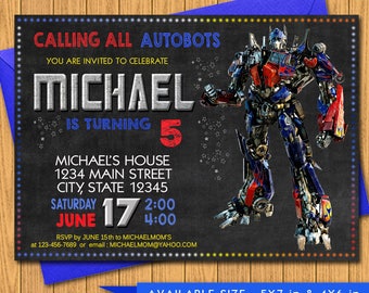 Transformers, Transformers Birthday, Transformers Invitation, Transformers Party, Transformers Birthday Invitation, Transformers Invite