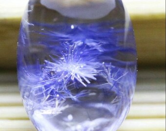 Rare Blue Dumortierite in Quartz Crystal