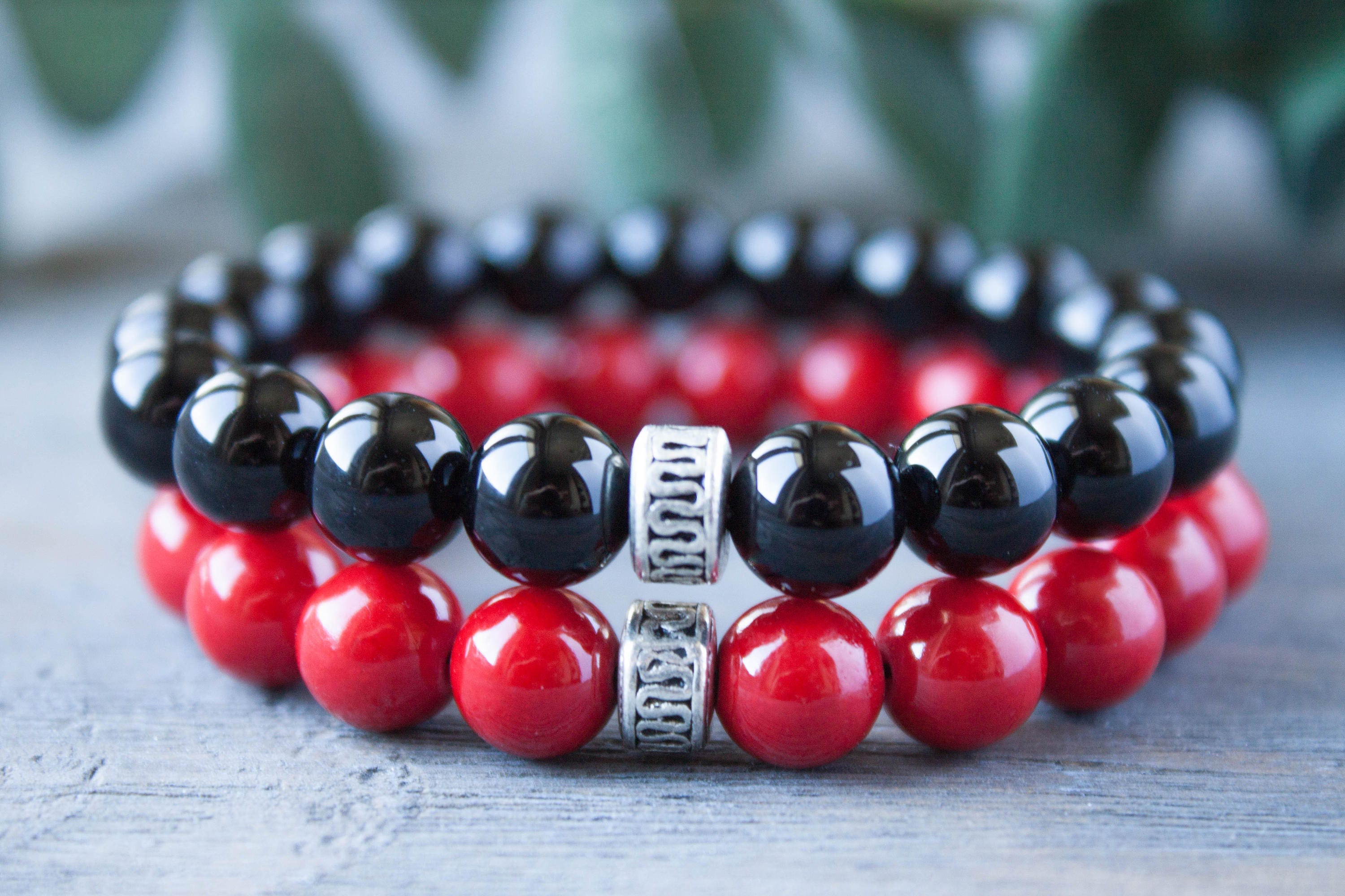 Red and Black Bracelet Couple Bracelets Matching Bracelets